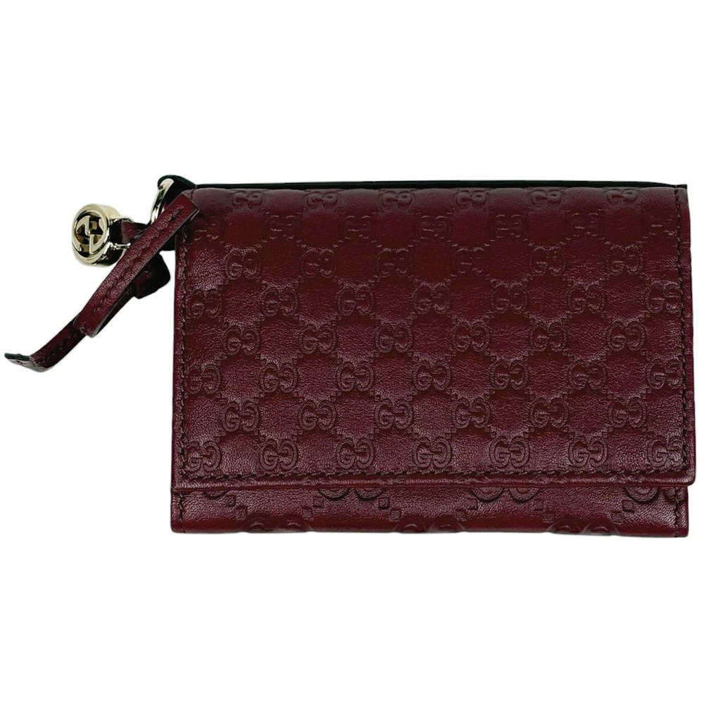 Gucci Guccissima Bi fold Card Case Wallet GG Business Leather Red